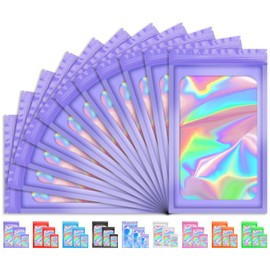 TIFICAL Holographic Sample Resealable Bags for Small Business, Foil Freshies Bags for Food Storage,Packaging, Eyelash, Jewelry, Lip Gloss,Smell Proof, 100 PCS