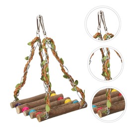 VICASKY Colorful Wooden Parrot Swing Durable Bird Plaything for Macaws Budgies and Cockatiels Promotes Exercise Reduces Boredom and Provides Fun Elevated Space for Chewing