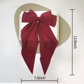 Hair Accessories - 4 PCS Oversized Ribbon Bows with Long Tails, 13.8 x 7.5 inch, 4 Colors Set, （Black White Blue Darkred）