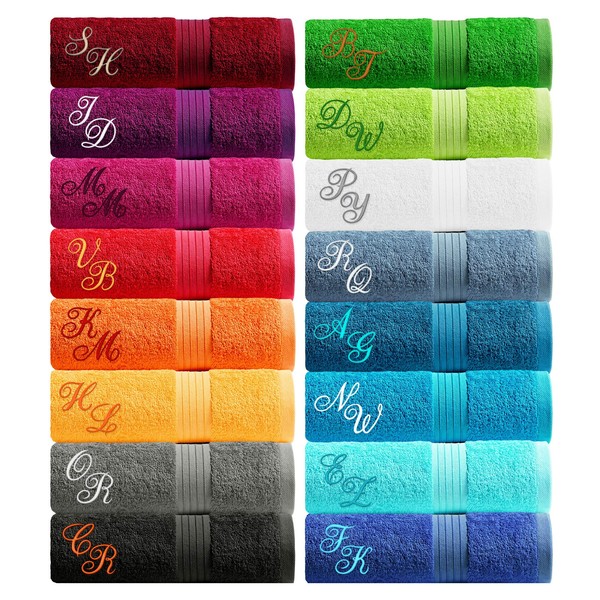 Lashuma Linz Hand Towel Embroidered with Monogram Black Terry Towel