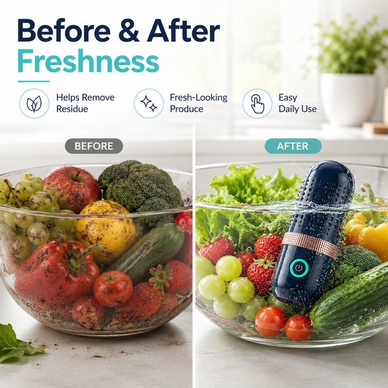Portable Fruit and Vegetable Washer for Kitchen Use – Rechargeable