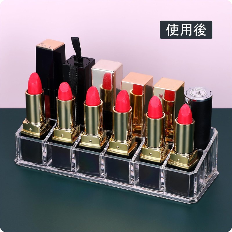 MOSIKER Lipstick Case, Acrylic Lip Stand, 12 Pieces, Clear, Cosmetics