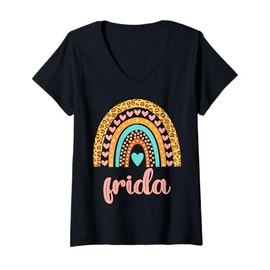 Womens Frida T-Shirt Frida Name Birthday Shirt Gift V-Neck T-Shirt
