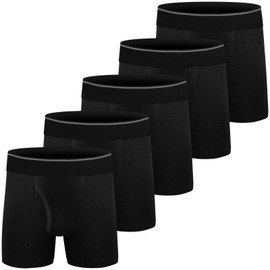 Boys Cotton Boxer Briefs Underwear Mesh Performance Sport Boxer Briefs for Big Boy with Fly 5 Pack Black 14-16