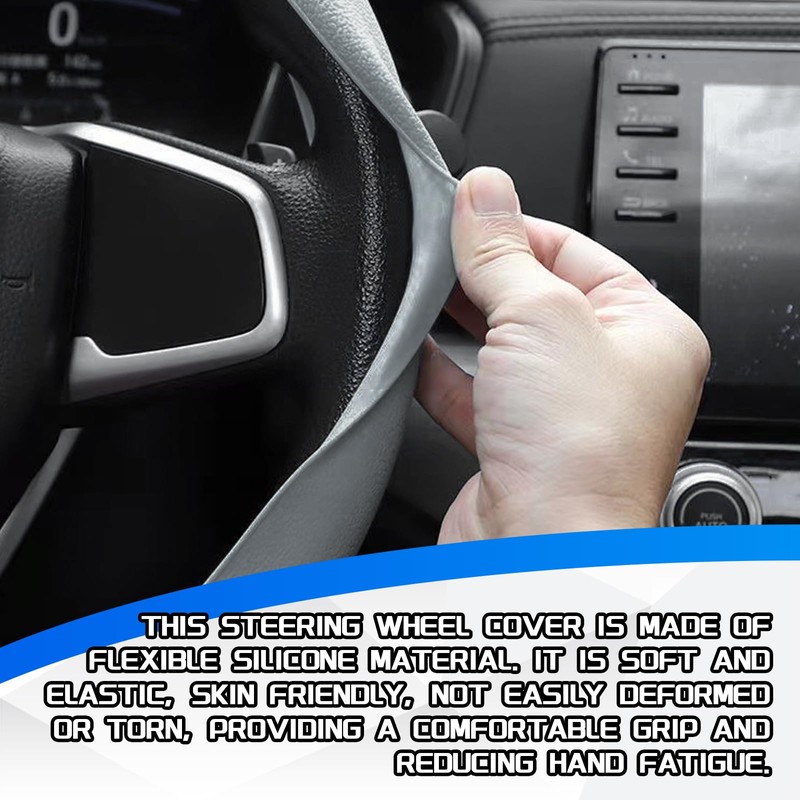SWQS Steering Wheel Cover, Silicone Anti-Slip Steering Wheel Protector for
