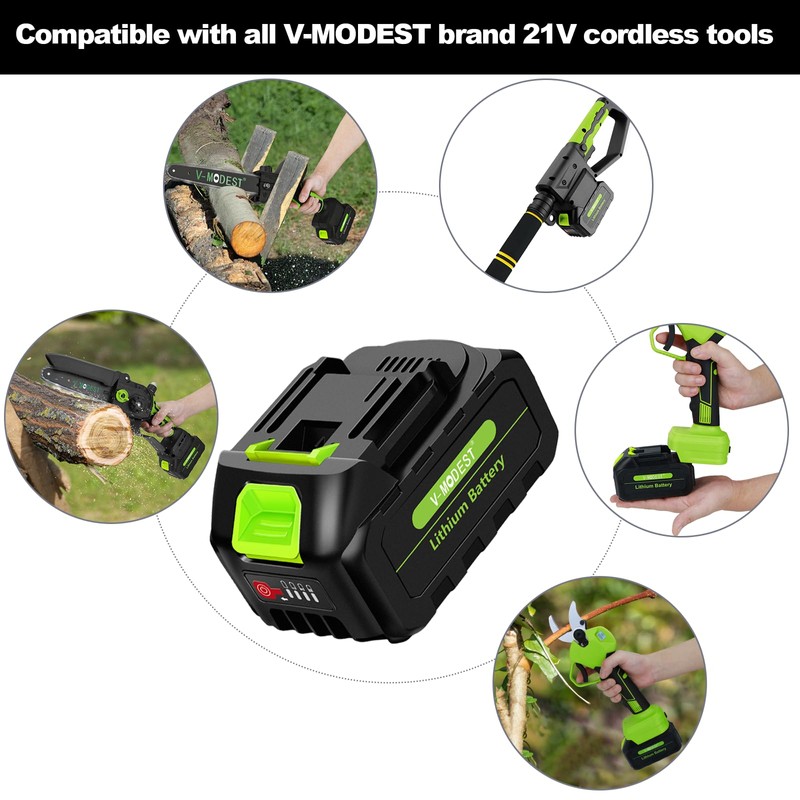 V-MODEST Lithium Battery 4.0Ah 21V Suitable for 6inch/8inch Mini Chainsaw