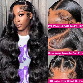 13x6 HD Lace Front Wigs Human Hair Body Wave Lace Front Wigs for Black Women Glueless Wigs Human Hair Pre Plucked with Baby Hair 200 Density Brazilian Human Hair Wig Natural Color 20 Inch