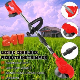 24V Electric Grass Trimmer With 6000mAh Battery Lawn Mower Powerful Cutter Weeder 20000RPM Cordless Cutting Machine Garden Tool