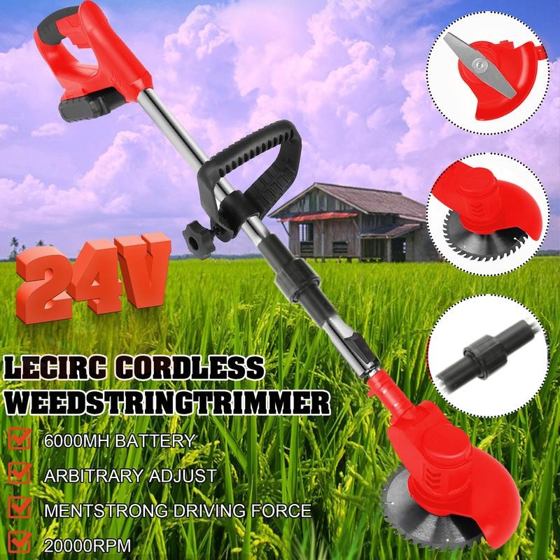 24V Electric Grass Trimmer With 6000mAh Battery Lawn Mower Powerful