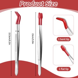 2 Pcs Long Tweezers for Crafting, 10-Inch Precision Forceps – Anti-Rust Stainless Steel, Heat Resistant, for Cooking, Gardening, Electronics, Aquarium, Lab, Beauty Use