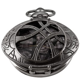 Tiong Doctor Strange Black Hollow Eye Shape Quartz Pocket Watch, Men's Pocket Watch with Chain, Quartz Pocket Watch Jewelry Pendant Necklace Chain