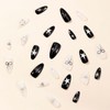 Black Press on Nails Medium Almond Fake Nails Star False
