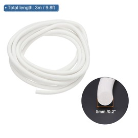 PATIKIL Silicone Foam Seal Strip, 3 M(9.8FT) 5mm(0.2") Dia Backer Rod Round High Density Solid Sponge Rubber Weather Stripping Cord for Sealing Gap Blocker Insulation, White