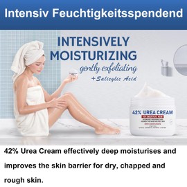 Urea Creme 42 prozent 150 Gramm, Harnstoffcreme, Urea Fußcreme, Handcreme für trockene, rissige, cracked Haut, 42% Urea Cream für Füße, Hände, Fersen, Ellenbogen, Nägel und Knie, Urea Fusscreme