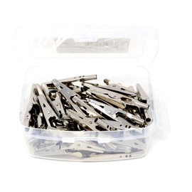 iExcell 50 Pcs 2"/51mm Steel Alligator Clips Crocodile Clamps,Silver Tone Nickel Plated, Come in a Plastic Case