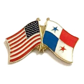 National Country Flag & US Crossed Double Flag Lapel Pins, International & American Friendship Enamel Tie and Hat Pin Badge (Panama)
