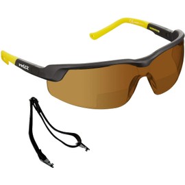 voltX 'GT Adjustable' Gafas de Seguridad de Lectura bifocales adjustables, (MARRÓN dioptria 2.0) Certificado CE EN166FT, Revestimiento antiempañamiento, Lentes UV 400. Bifocal Safety Readers.
