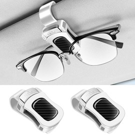 xiaoniu One-Handed car Sunglasses Holder, 2pack Durable Visor Sunglasses Clip, car Interior Accessories for Men and Women, Universal Silicone pad Sunglasses Holder. (White)