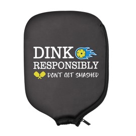 PWHAOO 2PC Pickleball Paddle Covers Funny Pickleball Paddle Pouch Gift Impeccable Gift For Pickleball Players & Fans (Dink Responsibly Paddle)
