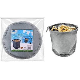 Royle Home Peg Bag with Drawstring and Clip – Collapsible Hanging Clothes Pins Pegs Storage Bag Peg Basket 18x8cm