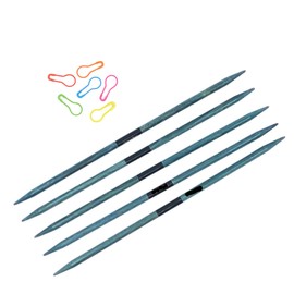 Lykke Knitting Needles, Indigo 15cm (6”) Double Pointed Knitting Needles with All Things Knitting Brand Stitch Markers (US 10 / 6mm)