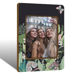 HQLOW Butterfly Wooden Picture Frame Magnets, Magnet Frames for Refrigerator, Locker Decorations Magnetic Photo Pocket Display Frame for Home Office Lock Storage-05(Fits 2.5x3.5 Photo)