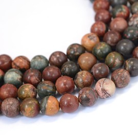 235pcs 8mm Smooth Natural Stone Loose Beads Round Gemstone Red Picasso Jasper Spacer Beads for Jewelry Making DIY Bracelets Necklaces