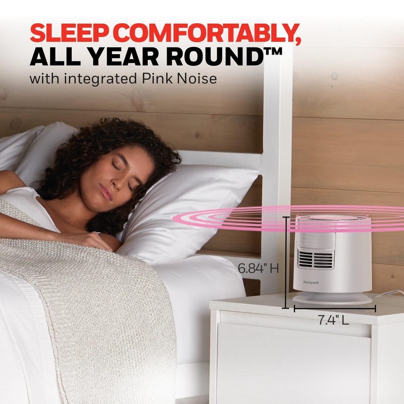 Honeywell QuietSet™ Sleep Personal Fan with Pink Noise, 3 speeds,