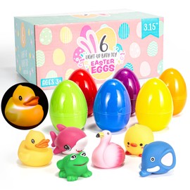 JOYIN Pack of 6 Pre-filled Easter Eggs with Luminous Bath Toys