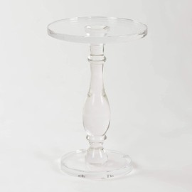 LIKENOW Acrylic End Table,Acrylic Side Table,Modern Nightstand with Clear Small Round Top and Solid Post for Living Room,Bedroom and Lobby 13.5x13.5x19.5 High inches