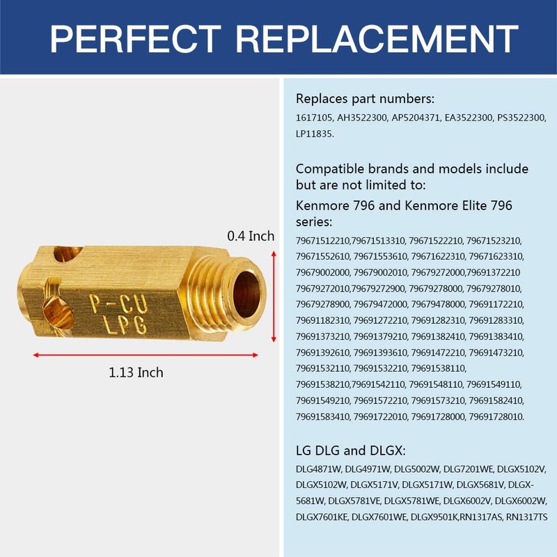 Upgraded 383EEL3002D Dryer LP Gas Conversion Kit Replacement Part for