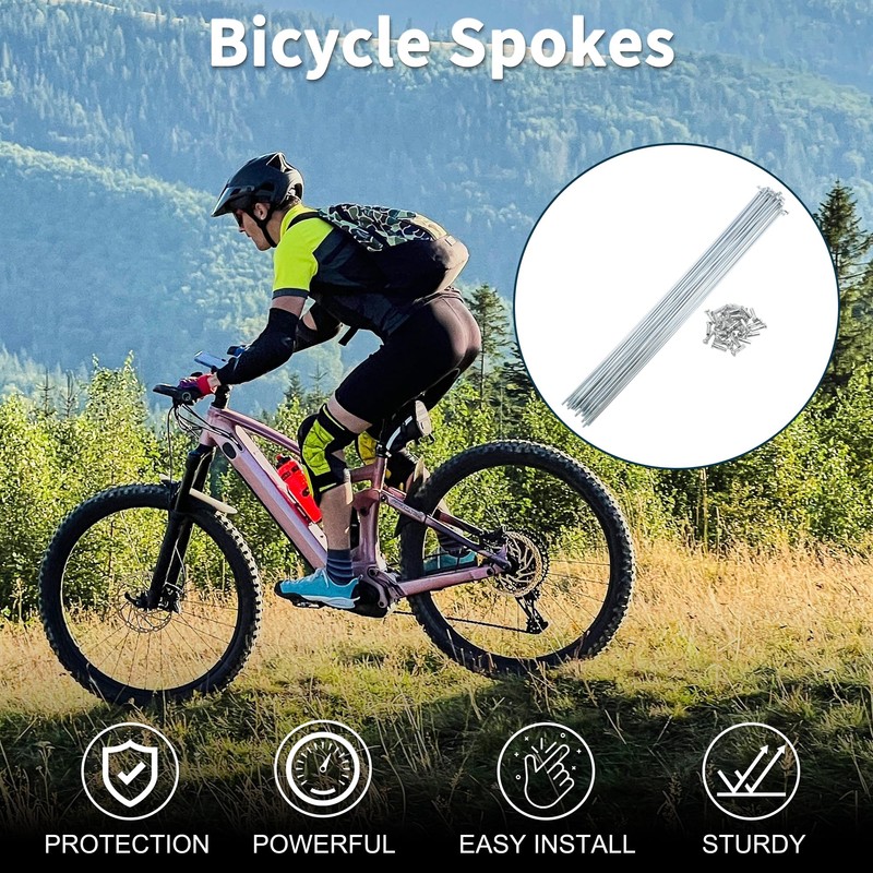 TUCKBOLD Bicycle Spokes Bike Wheel Spokes Silver Tone Nipple 1
