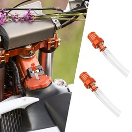RGOAANC 2PCS Motorcycle Breather Hose Gas Fuel Tank Cap Vent, Gas Tank Vent, CNC One Way Tank Valve Vent Tube with Aluminum Cap, Universal Tube Hose Breather Cap for ATV Quad CRF Pit Dirt Bike