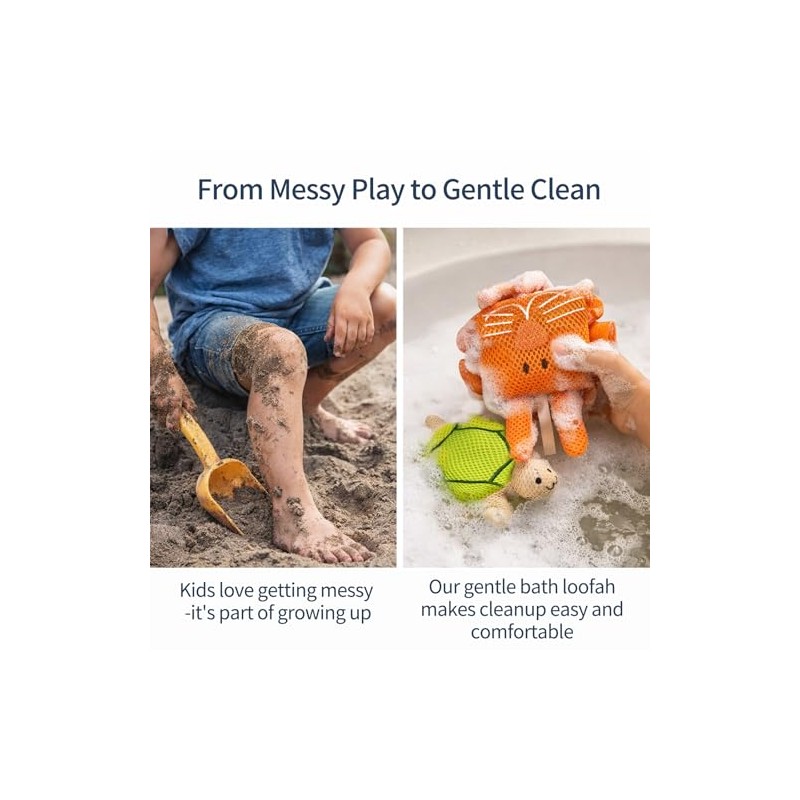 Esponja Baño Infantil Ducha Malla Suave Niños Diseño Tortuga Conejo