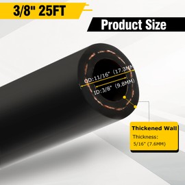 3/8" Marine Fuel Line Hose - 25 FT SAE J1527 Type A1-15 Rubber Fuel Line for Boats, Outboards & Marine Engines