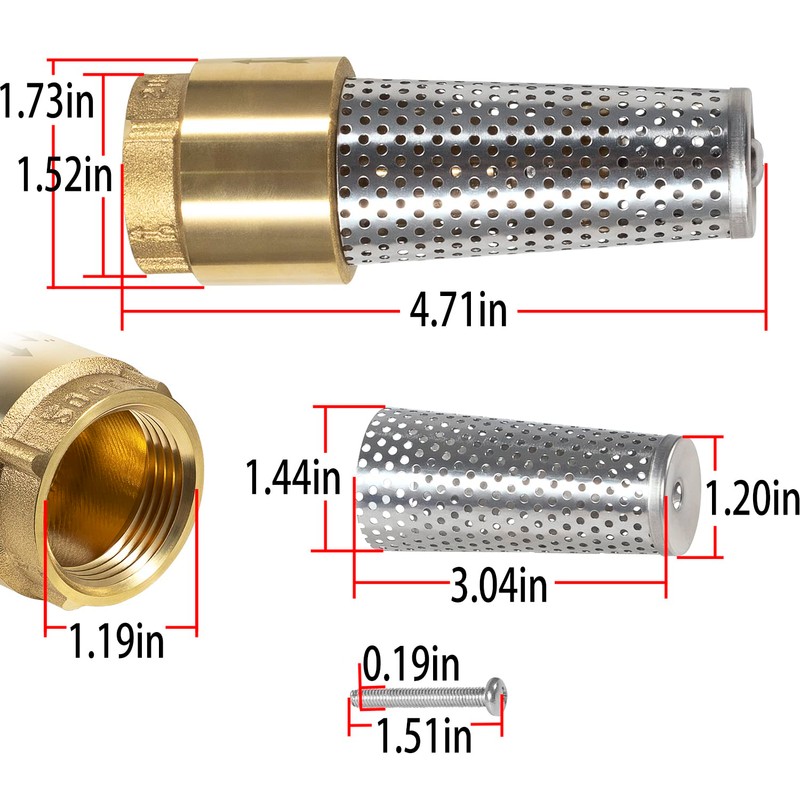 1 Inch Foot Valve No-Lead Brass Heavy Duty Backflow Preventer