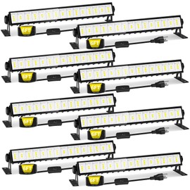 8 Pack LED Shop Light 5400LM Super Brighter, 45W Plug in Garage Light with 6FT Cord and On/Off Switch, 6000K IP66 Waterproof Outdoor Work Shop Bay Lighting for Garage Workshop Warehouse Factory Yard