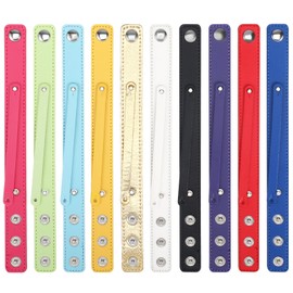 SEWACC Blank Leather Snap Bracelets 10Pcs Plain PU Leather Wristbands Bracelets Adjustable Leather Cuff Bracelet for 8mm Slide Letters Jewelry Making, 20.50X1.80X0.20CM, Leather, no gemstone