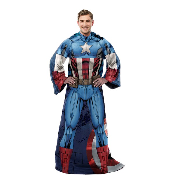 Northwest Comfy Throw Blanket with Sleeves, Adult (48 x 71 in), Captain America