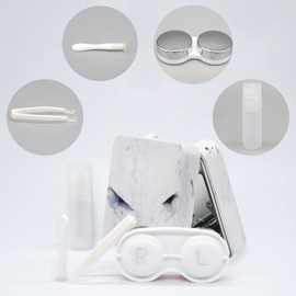 Vastsoon Contact Lens Case, Portable Cute Eye Contacts Colored Lenses Applicator Remover Tool Kit with Mirror Solution Bottle for Travel Daily Outdoor (Square, Silver)