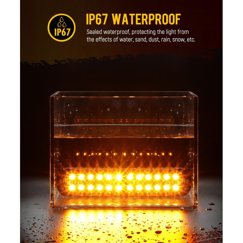 Partsam 2Pcs 7.5 inch Aluminum Housing Amber 24LEDs Trailer Side