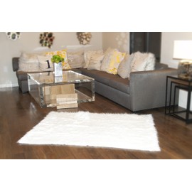 5'x8' New Premium White Shag Faux Fur Area Rug Room Decor Home Accents Shaggy Contemporary Modern Shag Carpet Throw Rug