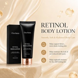 Retinol Body Lotion, Hydrating Body Moisturizer with Retinol, Lightweight Daily Body Cream for Smooth Looking Skin, Nourishing Lotion for Dry Skin, Gentle Full Body Skincare for Women & Men, 100g