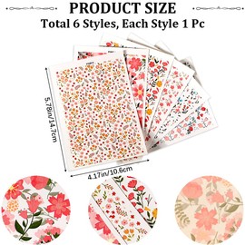 craspire 6 Stil Blumen-Ton-Transferpapier Für Polymer-Ton, Blumen-Transferblätter, Boho-Retro-Wasser-Transferblätter, Schmuckherstellung, Ohrringe, DIY, Polymer-Glasur, Töpferei, Emaille-Werkzeuge