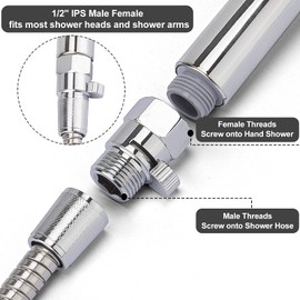 Brass Shower Flow Control Valve: Shower Head Shut Off Valve(Female and Male), MAYYAYA Water Flow Control Valves, for Handheld Shower Head or Bidet Sprayer- Handle Lever (Black)