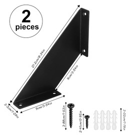 Shelf Bracket, Black, Metal Shelf Brackets, Pack of 2, 15 cm Shelf Brackets, Heavy Duty Angle with Screws for Bookcase, Gardens, Kitchen