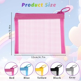 Piriuuo 5 Pcs Mini Zipper Pouch Clear Small Zipper Pouch Mesh Zipper Pouch Bags Multipurpose Document Pocket Makeup Cosmetic Accessories Travel Toiletries Storage Pouches for Organization