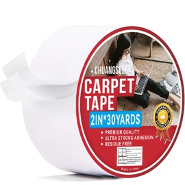 CHUANGSEED Carpet Tape Double Sided,White Rug Tape for Tile Area Rugs Hardwood Floors,Strong Sticky Tape,Removable,No Residue 2inches (2X30Yards)