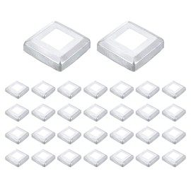 sourcing map 30Pcs Post Base Cover, 2.5"x2.5" (Internal Size 1.2"x1.2") Metal Integral Style Post Skirt, Porch Column Wrap for Post Fence Deck Cable Railing Baluster Stair Rails, Silver