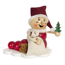 Drechslerei Kuhnert Rauchmann / Räucherfigur - Rauchwurm aus Holz - Rudi & Rosi - Motiv: Weihnachts-Rudi - Höhe: ca. 14cm - Made in Germany